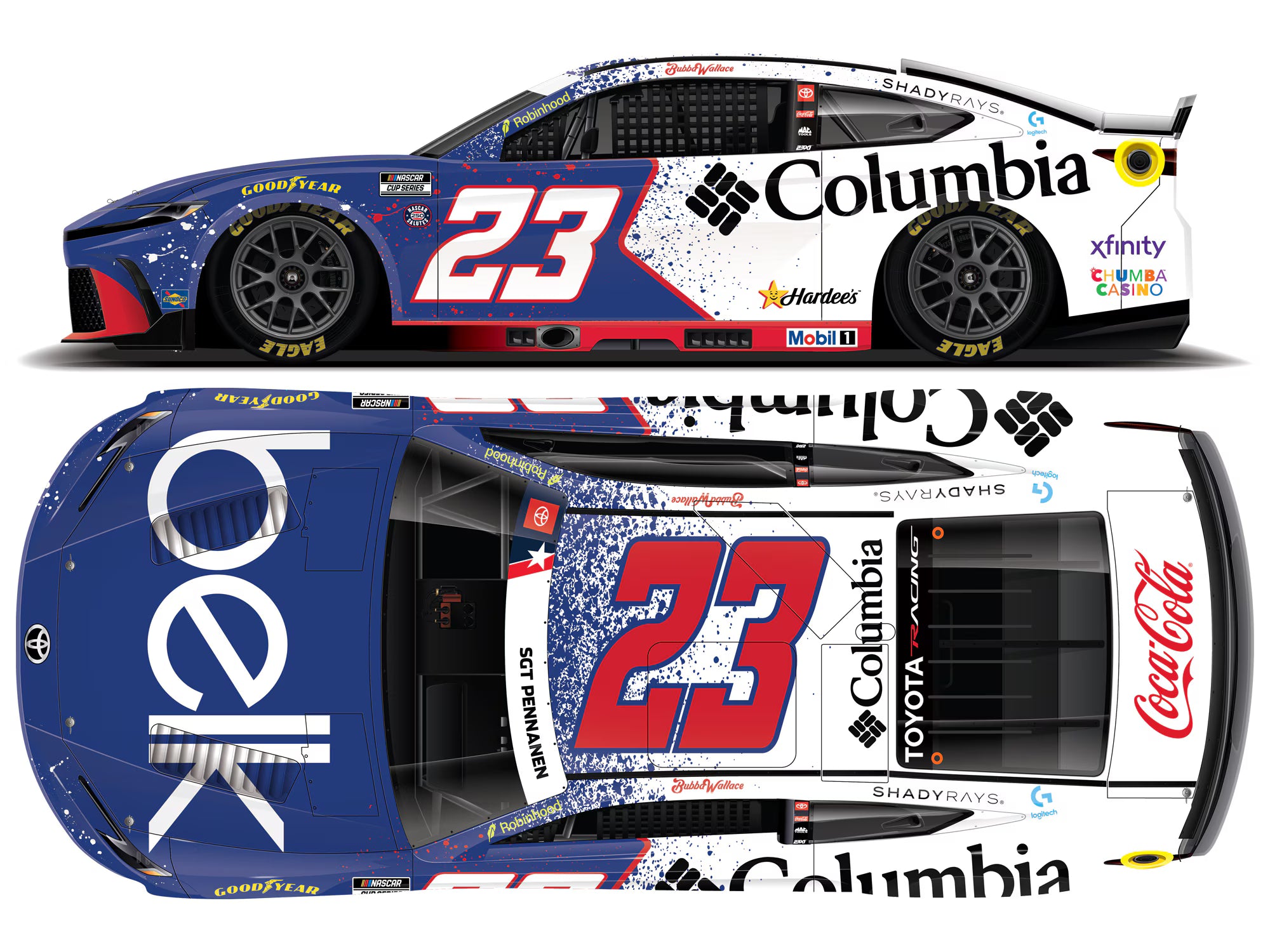 (Preorder) Bubba Wallace 2026 Columbia Belk Patriotic 1:24 - Color Chrome