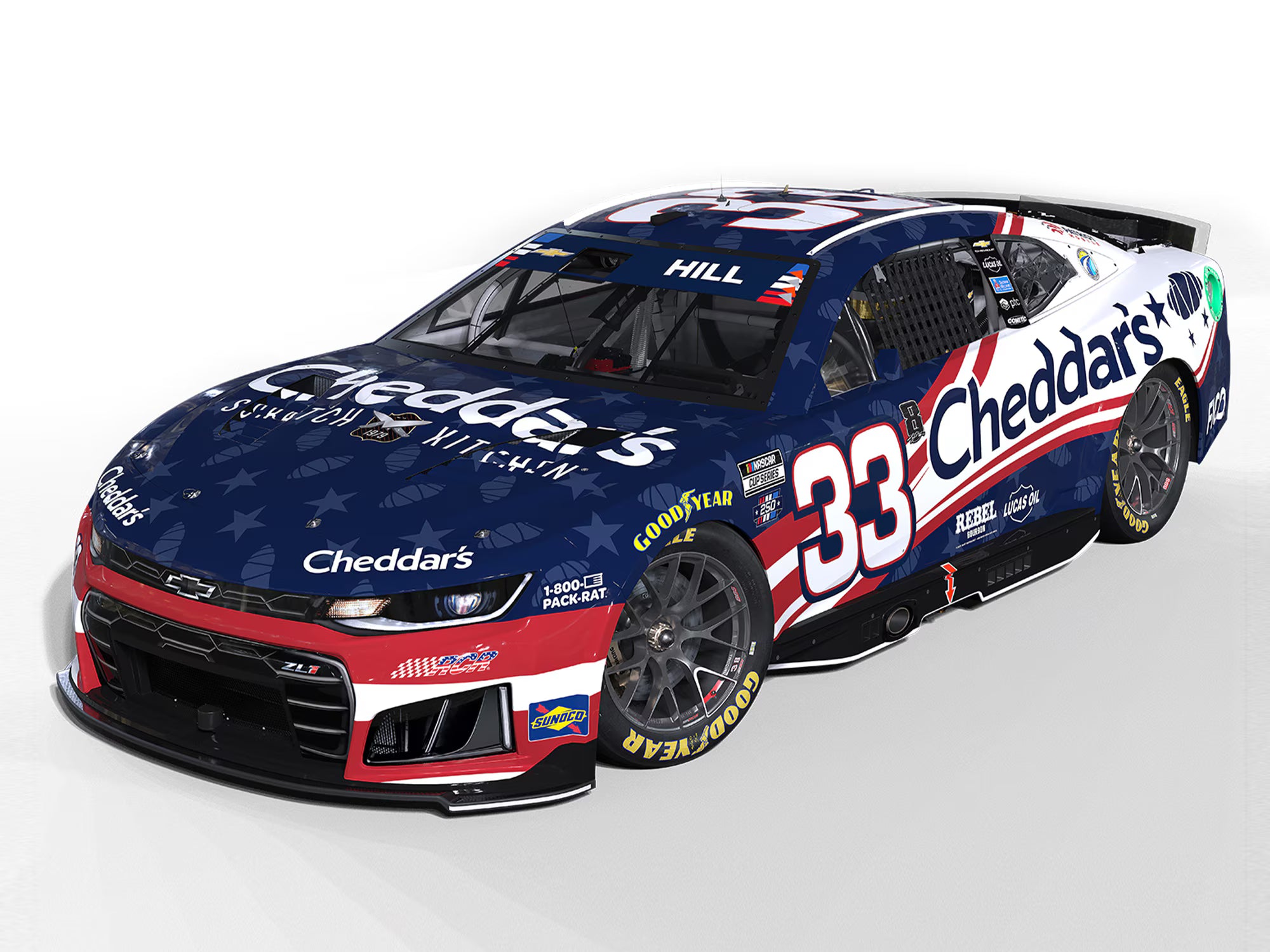 (Preorder) AUSTIN HILL 2026 CHEDDAR'S PATRIOTIC 1:24 COLOR CHROME ARC DIECAST