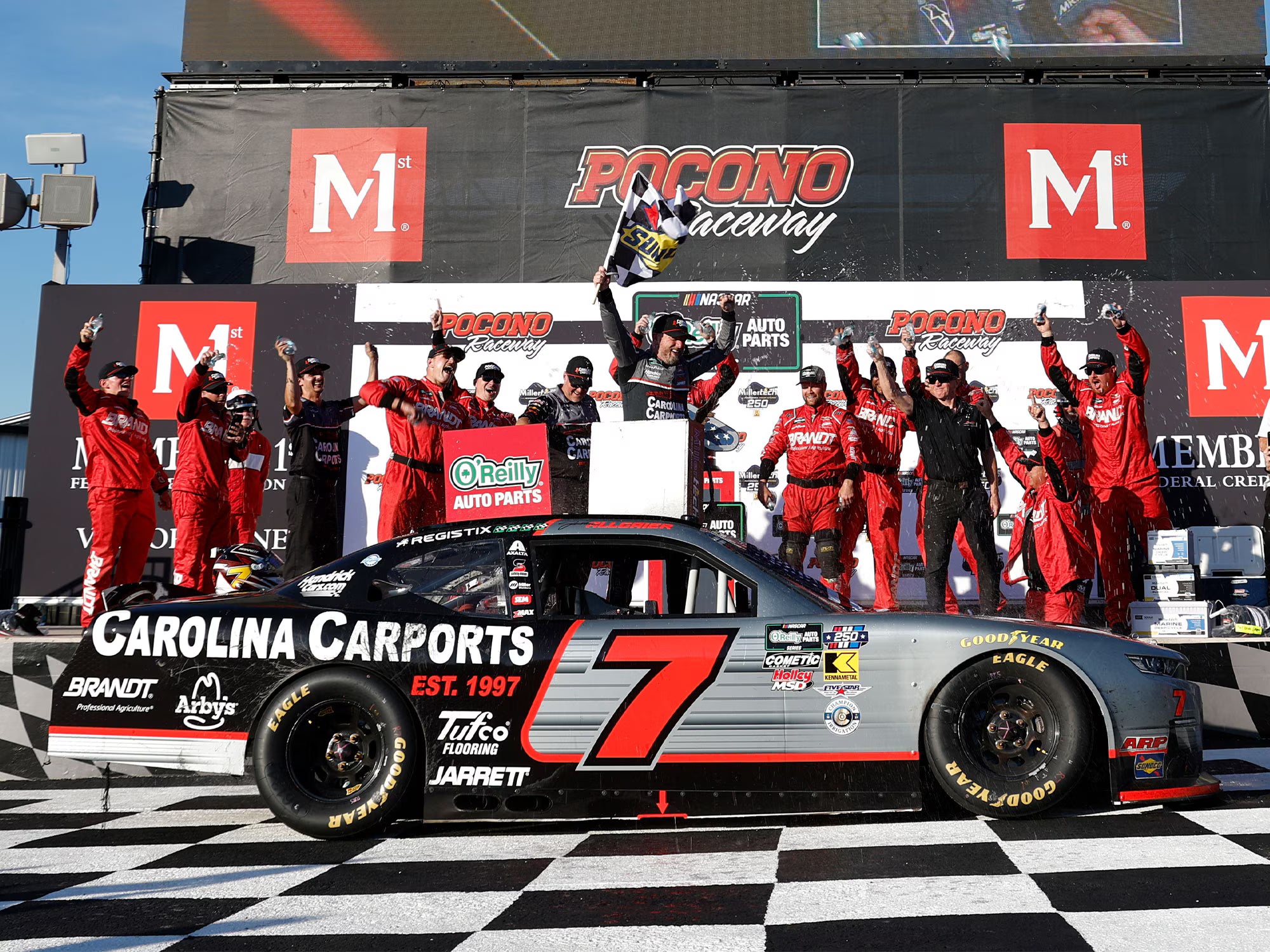 (Preorder) Justin Allgaier 2026 Carolina Carports Pocono Raced Win 1:24 - Autographed